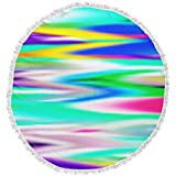 Kess InHouse Geordanna Fields Deveraja Purple Teal Abstract Round Beach Towel Blanket Kess InHouse Geordanna Fields Deveraja Purple Teal Abstract Round Beach Towel Blanket
